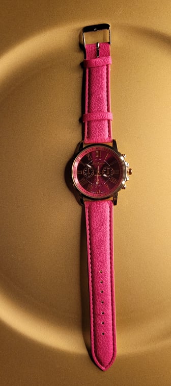 Watch With Faux Leather Print Strap